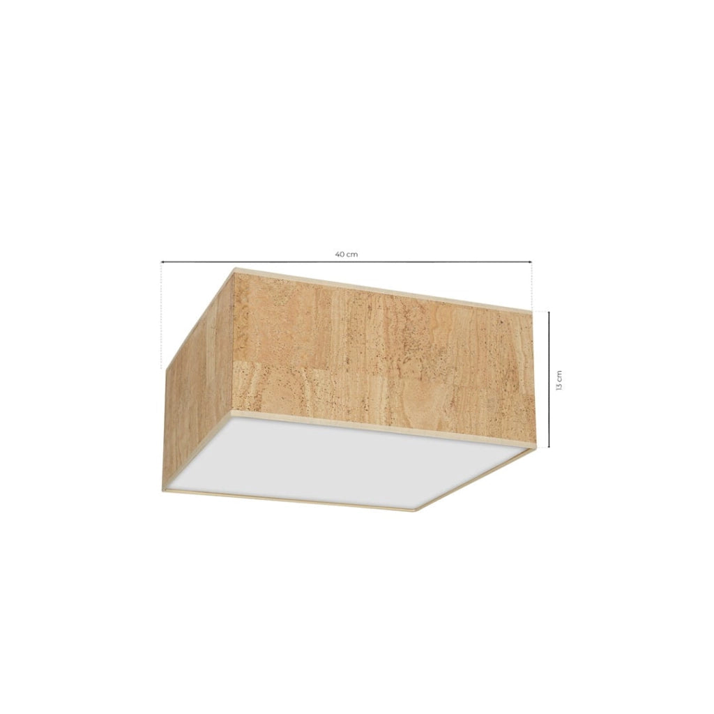 Plafoniera Milagro Cork quadrata 40cm 2xE27 sughero