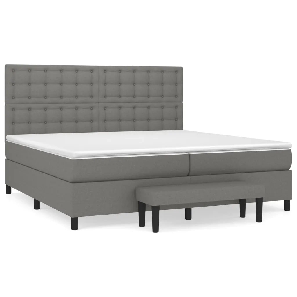 Giroletto a Molle con Materasso Grigio Scuro 200x200 cm Tessuto 3136942