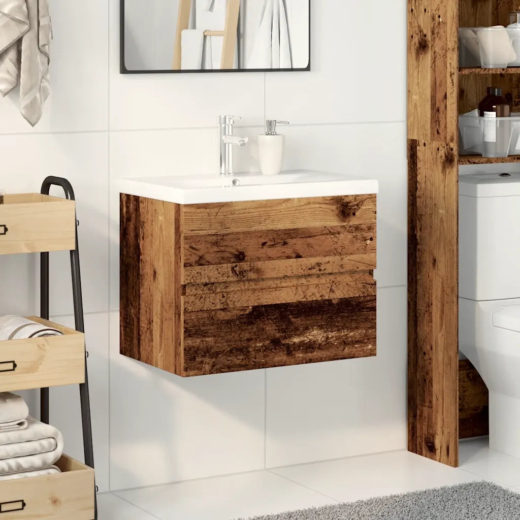 Mobile con Lavabo Integrato Legno Antico 3328921