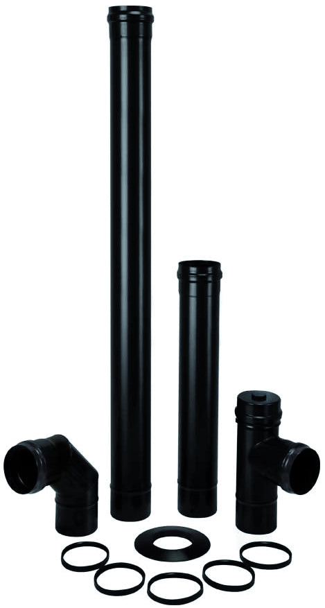 Save KIT PER STUFA A PELLET LIGHT  PZ. 6 Col. Nero opaco Ø cm. 8