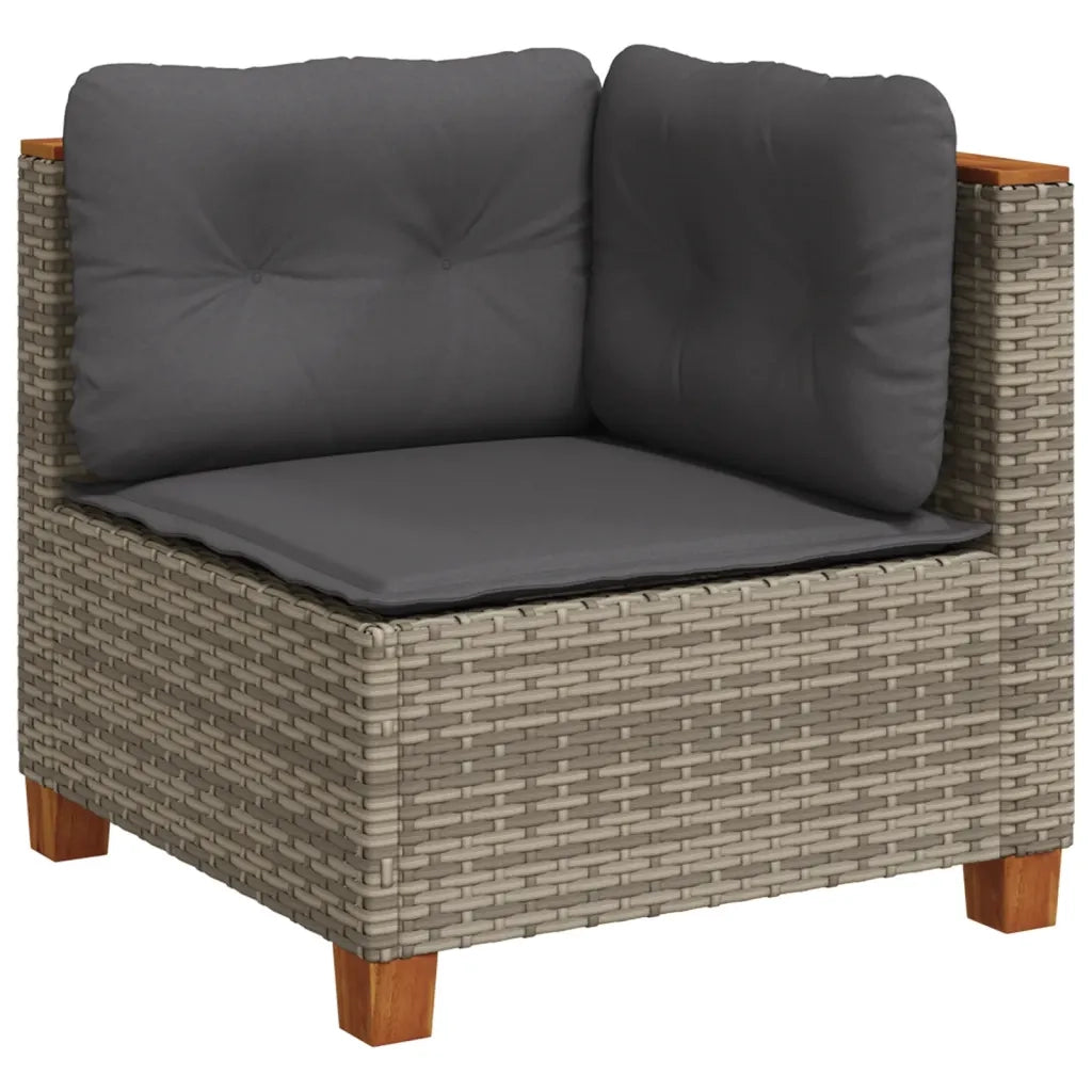 Set Divano da Giardino 5 pz | Set Salotto da Giardino con Cuscini Grigio in Polyrattan