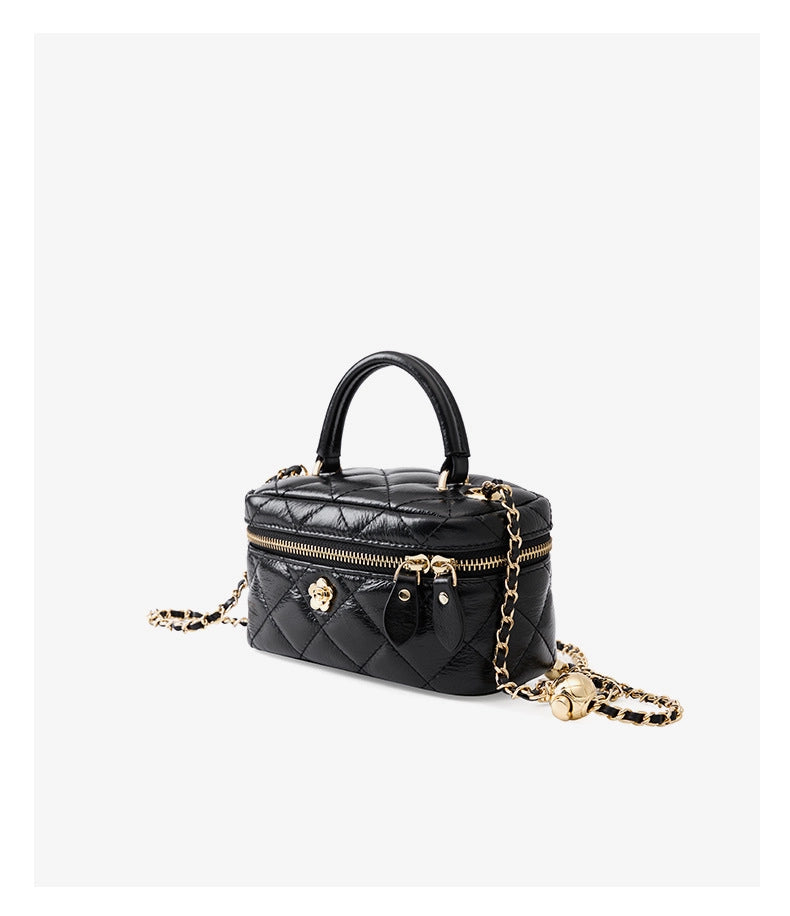 Borsa piccola da donna in vera pelle, nera