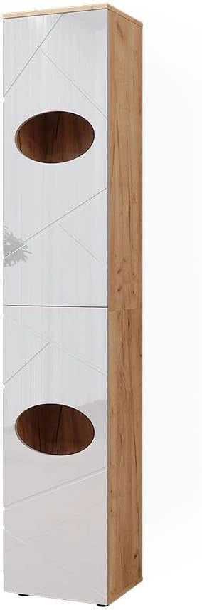 Armadio per la biancheria Irma, Bianco, 37.2 x 192 cm, per la conservazione di articoli da bagno e asciugamani