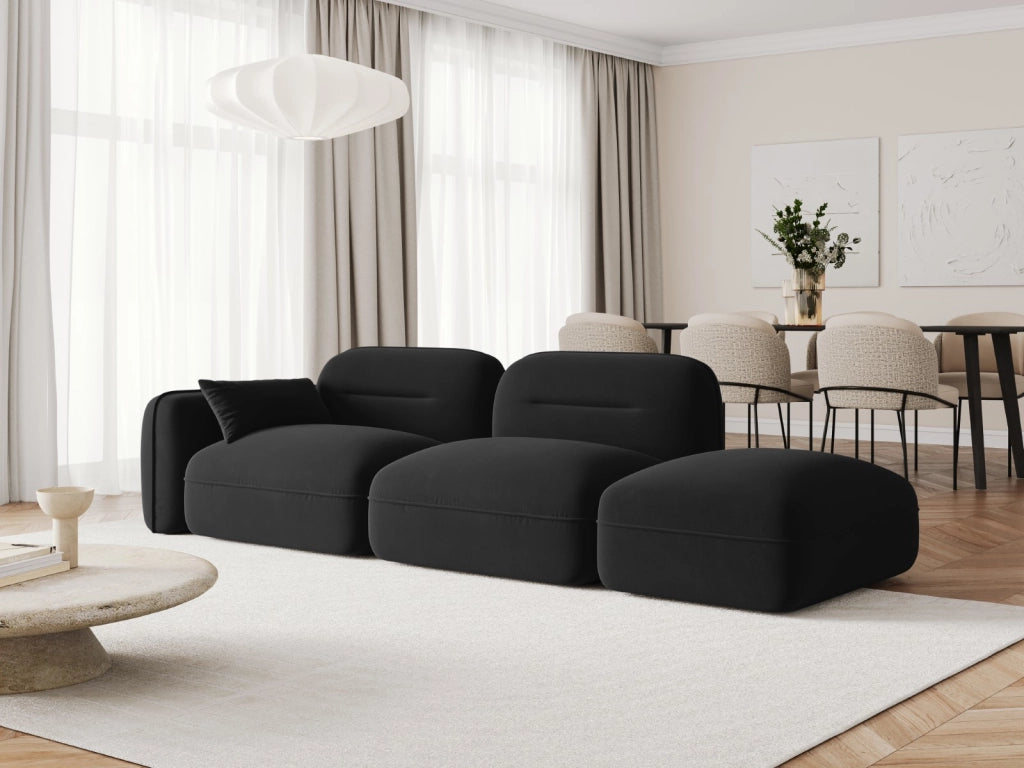 Cosmopolitan Design - Divano modulare destro "Sydney" 3 posti in velluto nero 