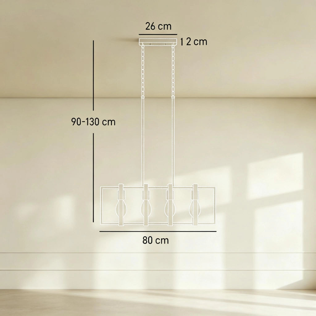 Lampadario a sospensione contemporaneo con 4 bracci girevoli e altezza regolabile in continuo (solo lampadario).