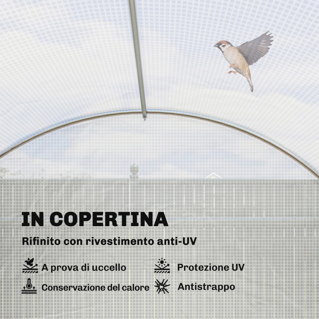 Serra Tunnel ¨C zephmum ¨C Acciaio Zincato, PE, Rete, Bianco, 396x300x200 cm