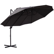 Doppio parasole a sbalzo regolabile con manovella 440 x 270 x 250 cm protezione solare struttura metallica colore grigio scuro per giardino