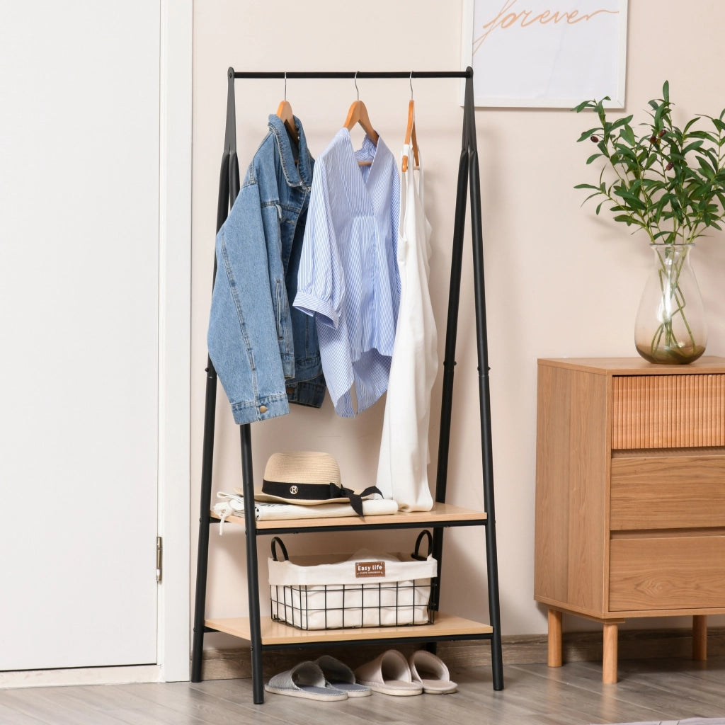 Appendiabiti da terra con scaffali e barra ¨C zephmum ¨C 64x42,5x149cm nero