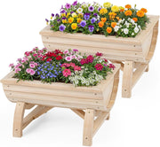 2 Fioriere Rialzate da Esterno in Legno Massello con Gambe Robuste e Foro di Drenaggio Integrato, Fioriere Elevate da Esterno ed Interno per Fiori, Erbe Aromatiche e Verdura
