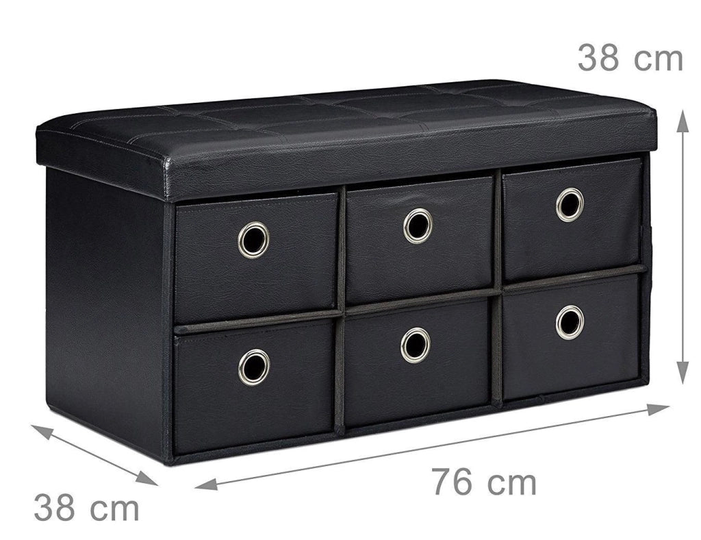 Panca contenitore con cassetti 76 cm nero 3013003