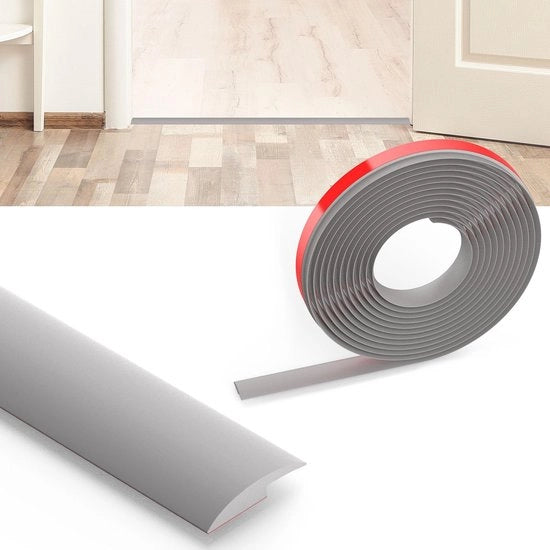 Profilo di transizione autofissante, striscia di pavimento in PVC 3m x 3cm, striscia di transizione pavimento, rail di transizione senza perforazione, listello di copertura per piastrelle, legno, lamiera, regolazione di altezza 3cm (grigio)