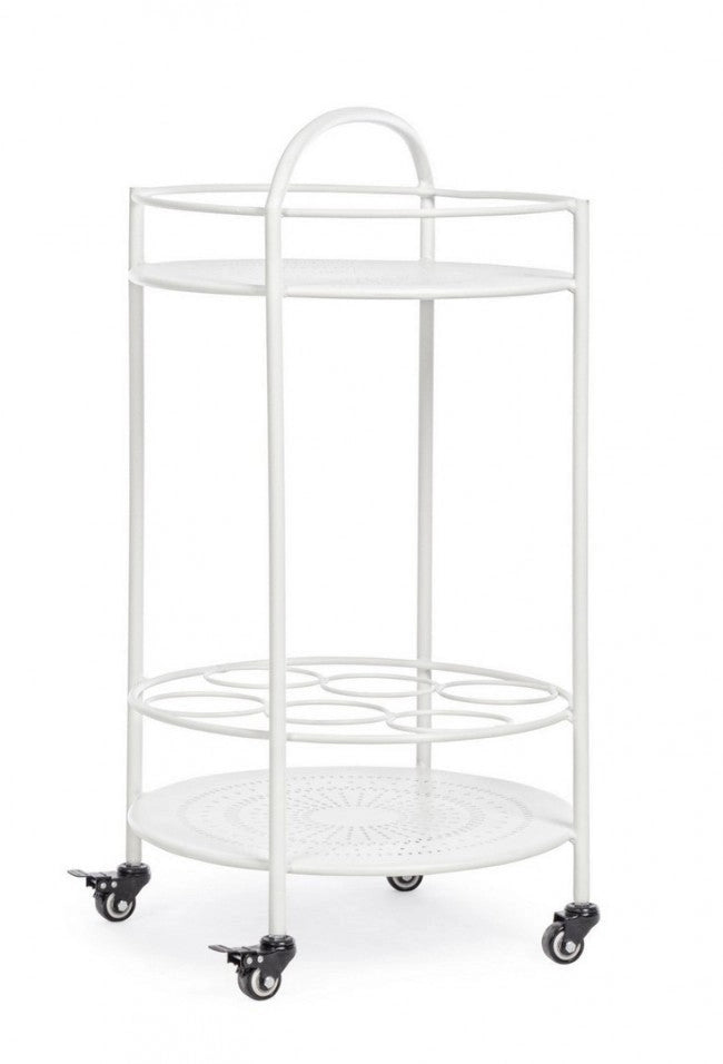 Carrello con Porta Bottiglie Burton Bianco in Metallo