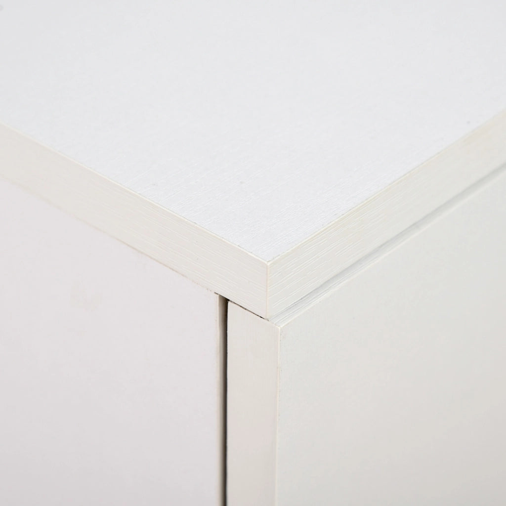 EasyComfort Mobile TV Moderno Multiuso in Legno con 4 Ruote e Freni, 2 Ante con 2 Ripiani, 60x35x65 cm, Bianco