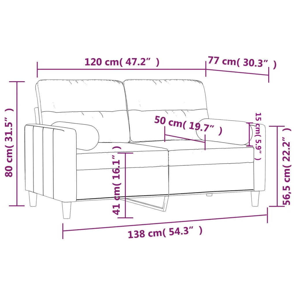 Divano a 2 Posti con Cuscini-Sofa 2 Posti con Cuscini Marrone 120 cm in Tessuto 986368