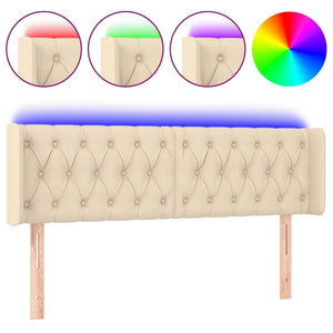 Testiera a LED Crema 163x16x78/88 cm in Tessuto