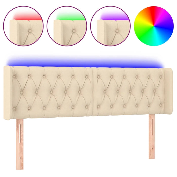 Testiera a LED Crema 163x16x78/88 cm in Tessuto