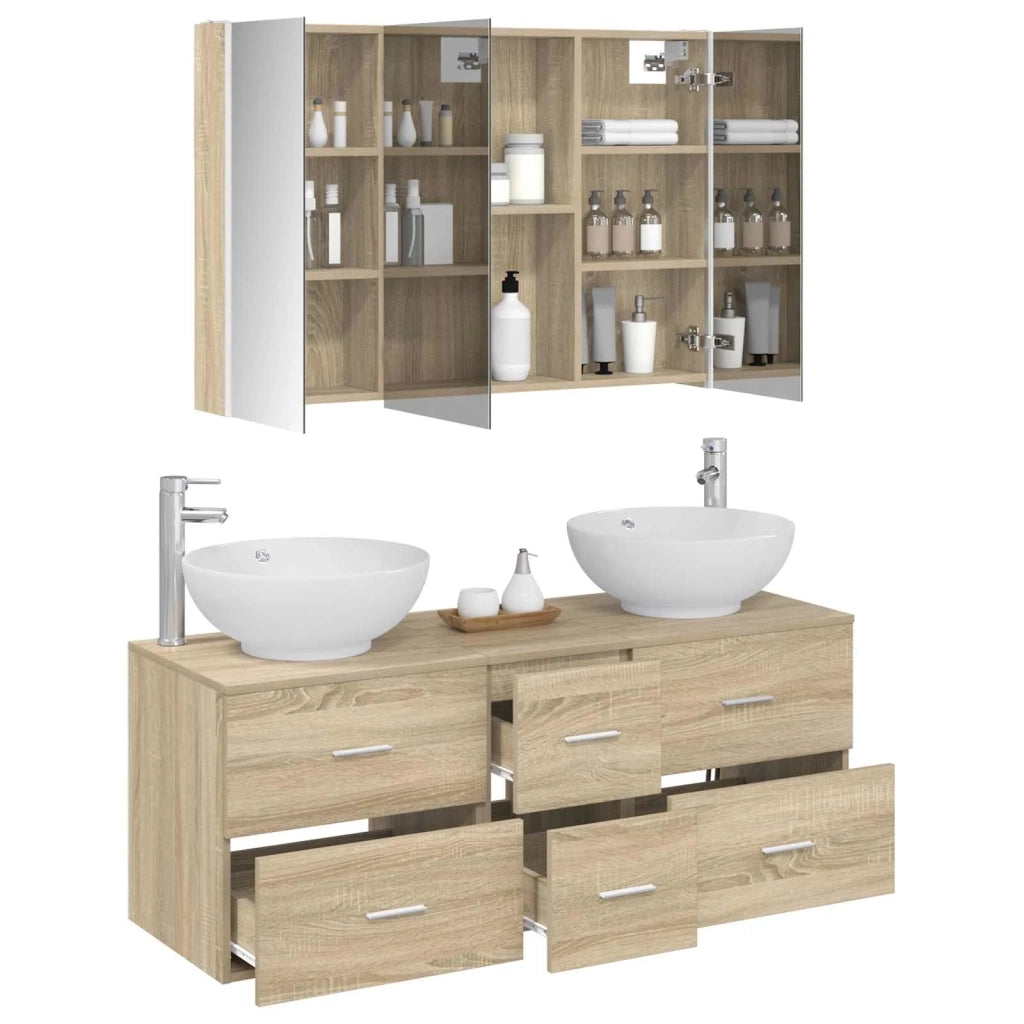 Set di mobili per il bagno 4 pcs Rovere Sonoma 3406985