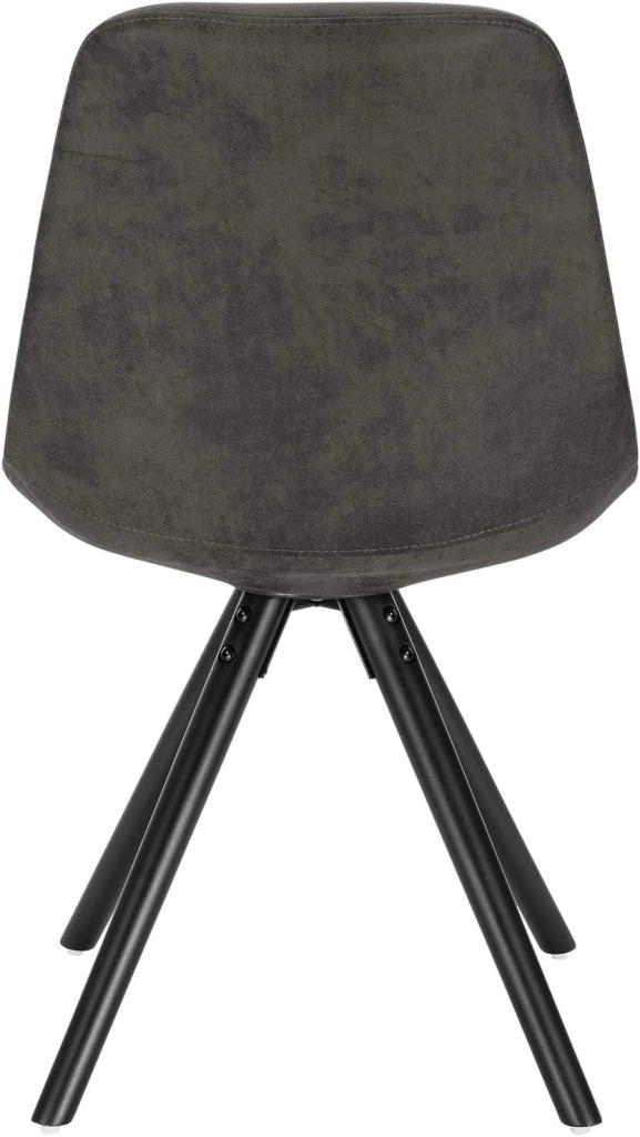 Set di 4 Sedie da Pranzo Stile Retrò Seduta Imbottita con Schienale Senza Braccioli in Tessuto Antracite BH268an-4