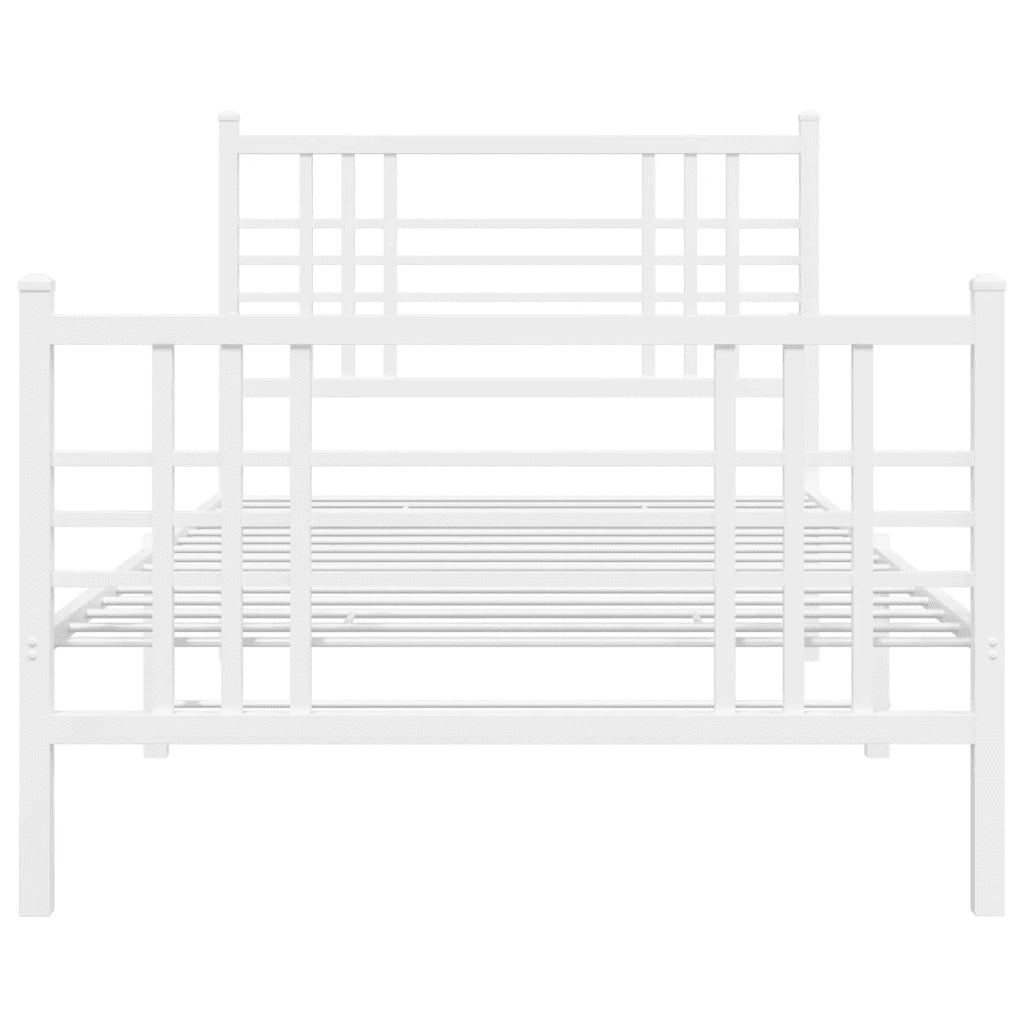 Giroletto con Testiera e Pediera Metallo Bianco 90x190 cm 376383