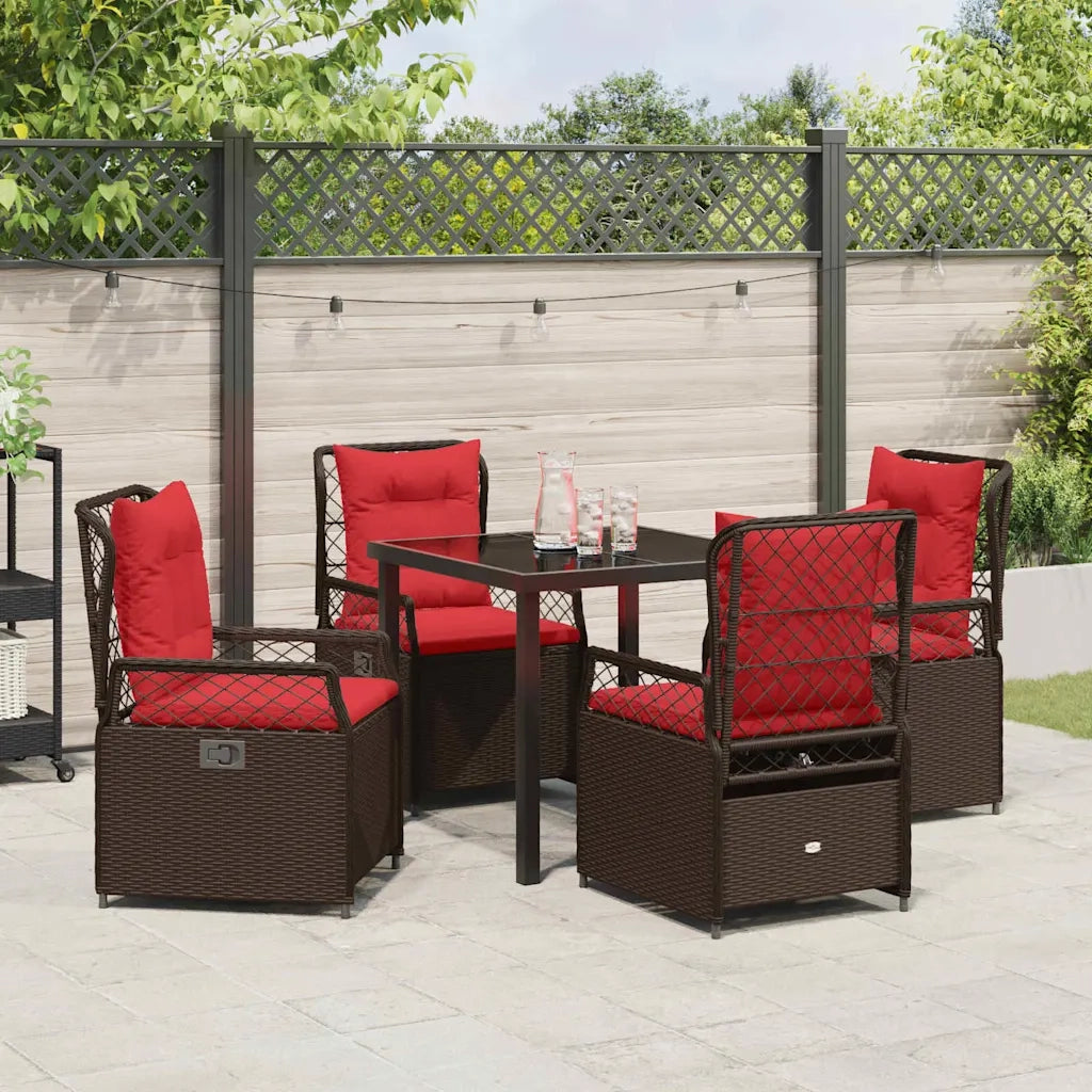 Set da Pranzo per Giardino 5 pcs Marrone polyrattan 3381045