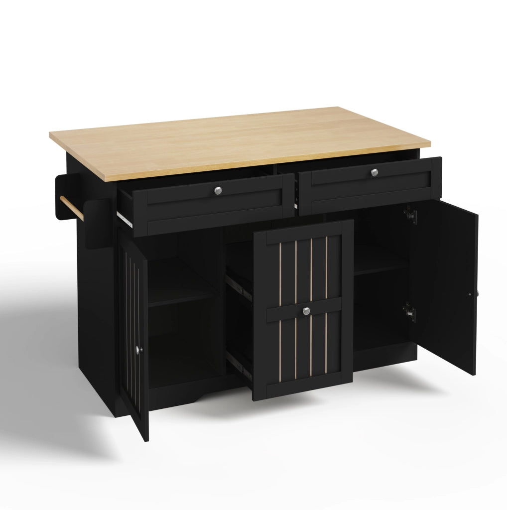 Isola cucina 120x45(70)x92 cm con piano ribaltabile in MDF nero
