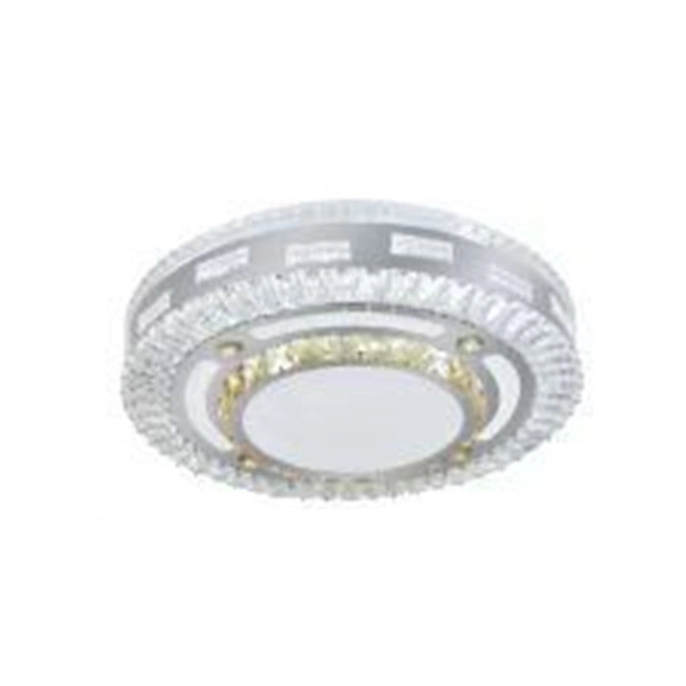 Trade Shop - Plafoniera Soffitto 65w ø50cm Led Design Tondo A Strati Con Cristalli Luce Fredda 17814 -