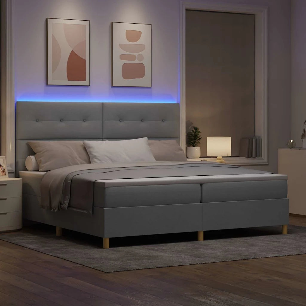 Letto a Sorgente LED Grigio chiaro 200 x 200 cm Tessuto 3343124