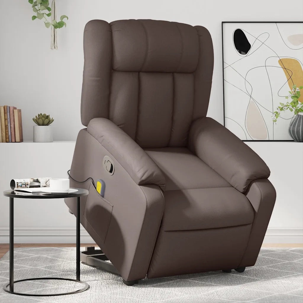 Poltrona Alzapersona Reclinabile Massaggio Marrone Similpelle 3205273