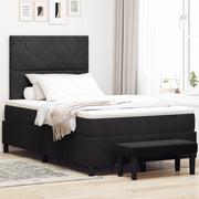 Letto a Molle con Materasso e Panca Nera 120x190 cm Velluto