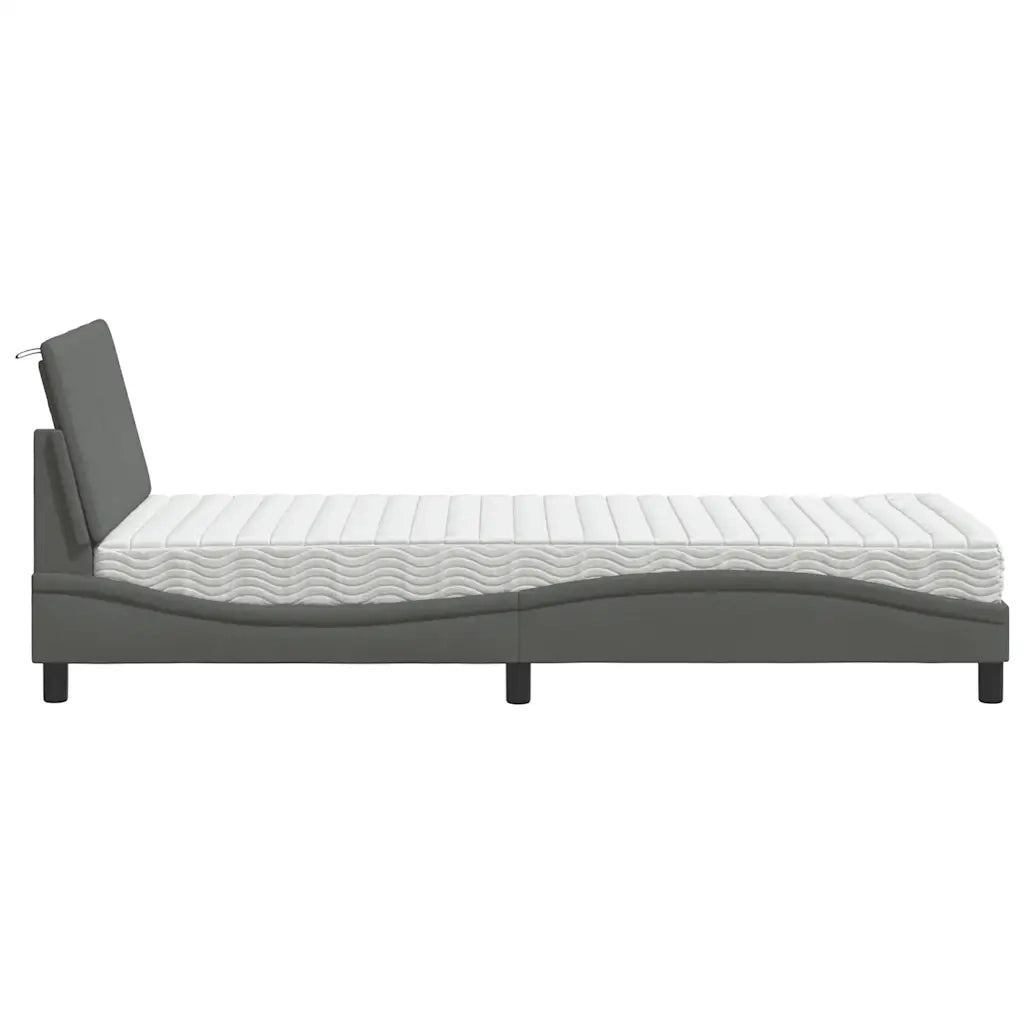 Letto con Materasso Hanko Grigio Scuro 90x190 cm in Tessuto
