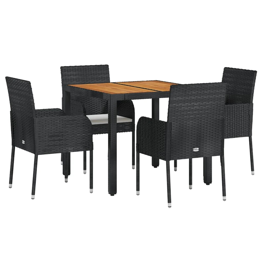 Set da pranzo da giardino in vimini di resina nera da 5 pezzi e cuscini 02_0014888
