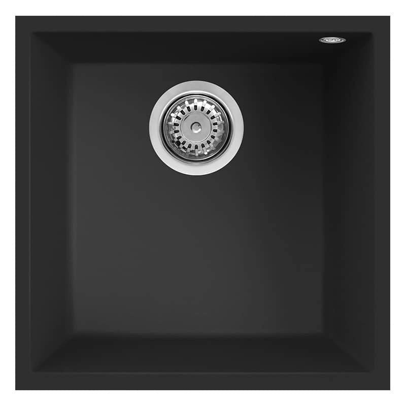 Lavello Elleci Incasso 1 vasca 44x44 Quadra 102 Sottotop Keratek Plus Black Nero Assoluto LKQ10286BSO