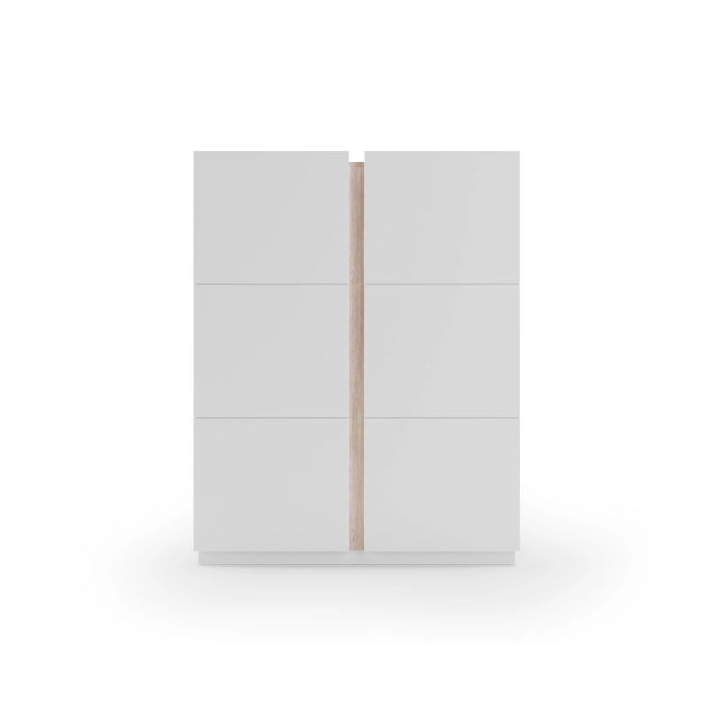 Scarpiera Herdasa effetto bianco, dettaglio rovere chiaro 122x95x35