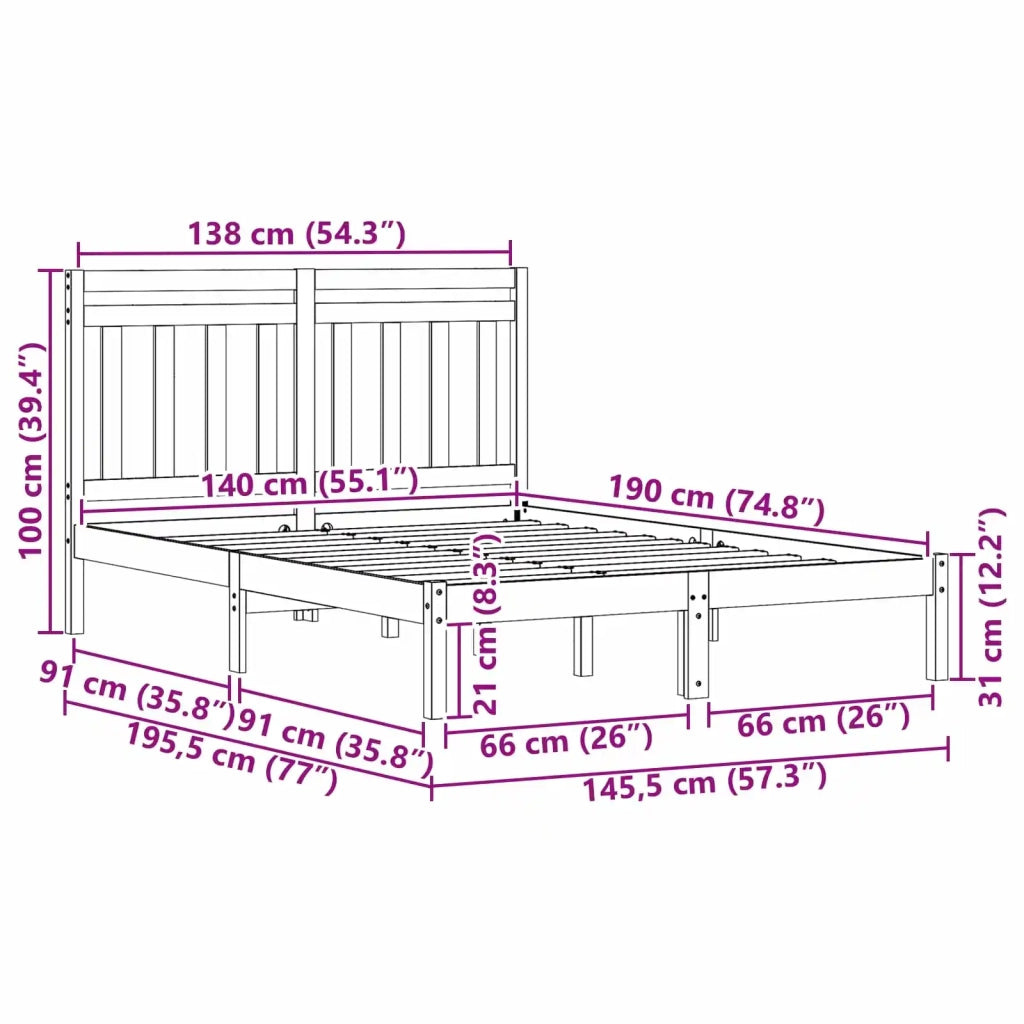 Struttura del letto Marrone cerato 205,5 x 145,5 x 100 cm
