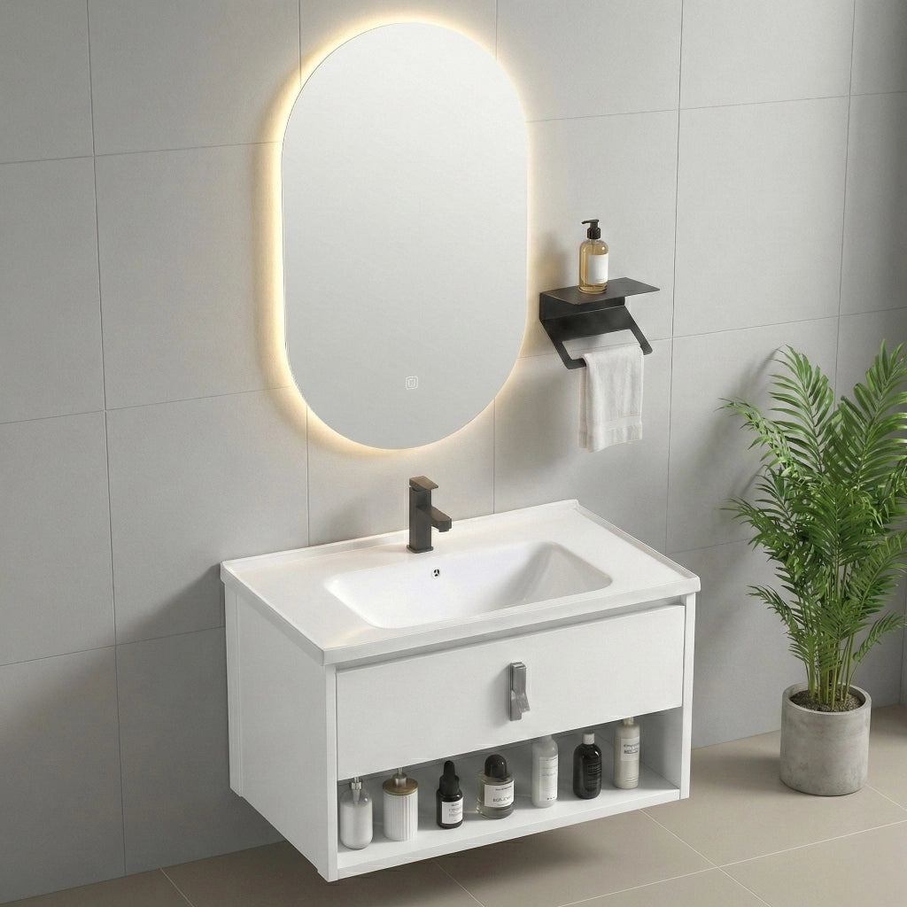 Set Di Mobili Da Bagno Con Lavabo River 60cm White