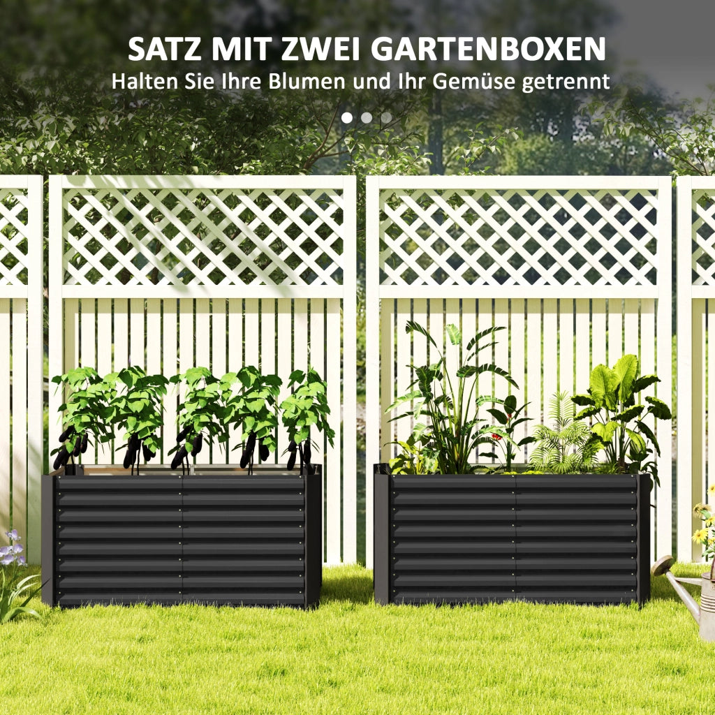 Vaso da Giardino 2 Pezzi ¨C zephmum ¨C Metallico, Grigio Scuro, 120x60x60 cm