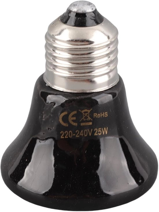 Lampada a infrarossi per rettili - Temperatura regolabile - 25W - Nera - Formato compattibile per rettili