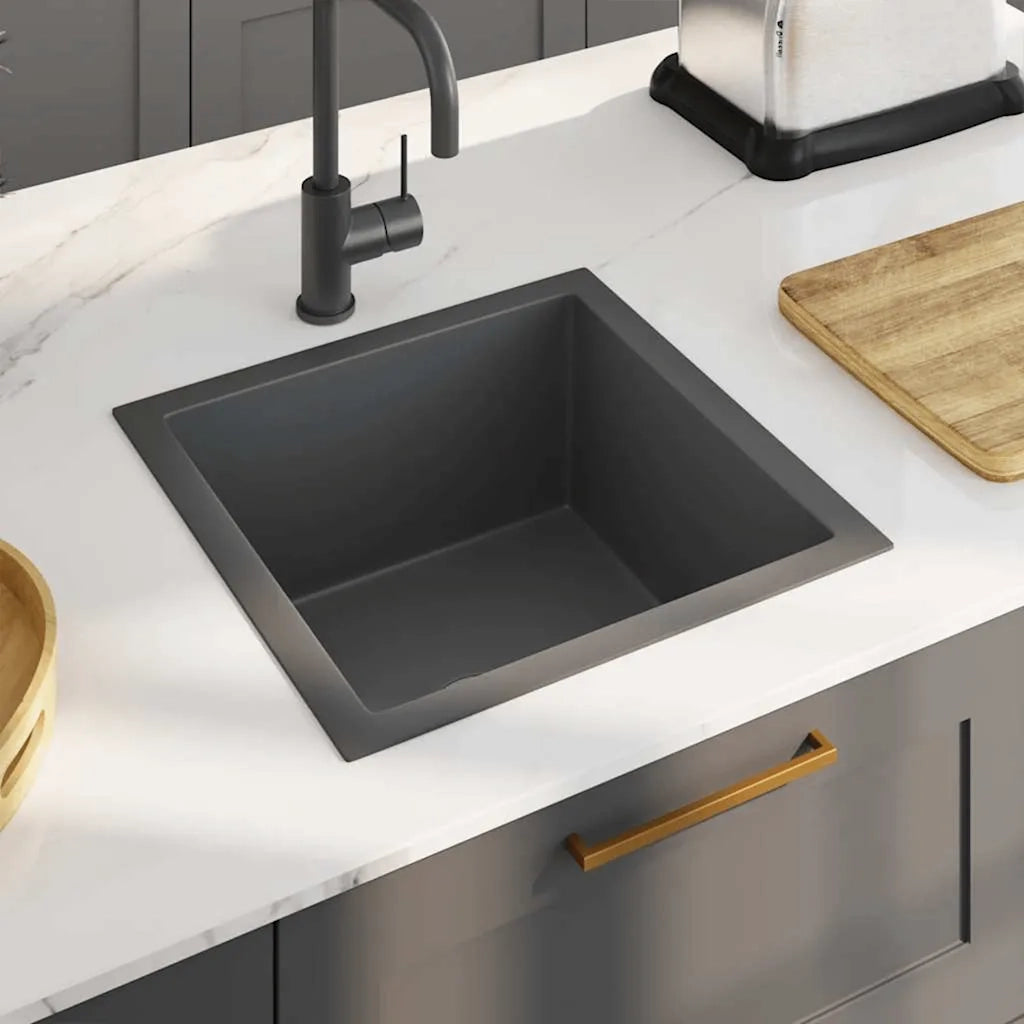 Lavello da Cucina Lavorato a Mano-Lavandino-Lavabo Nero in Acciaio Inox 897910