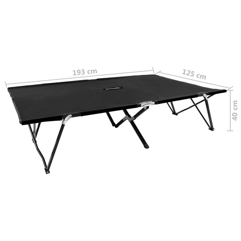 Letto da campeggio doppio pieghevole da esterno 2 posti in acciaio nero 02_0012791