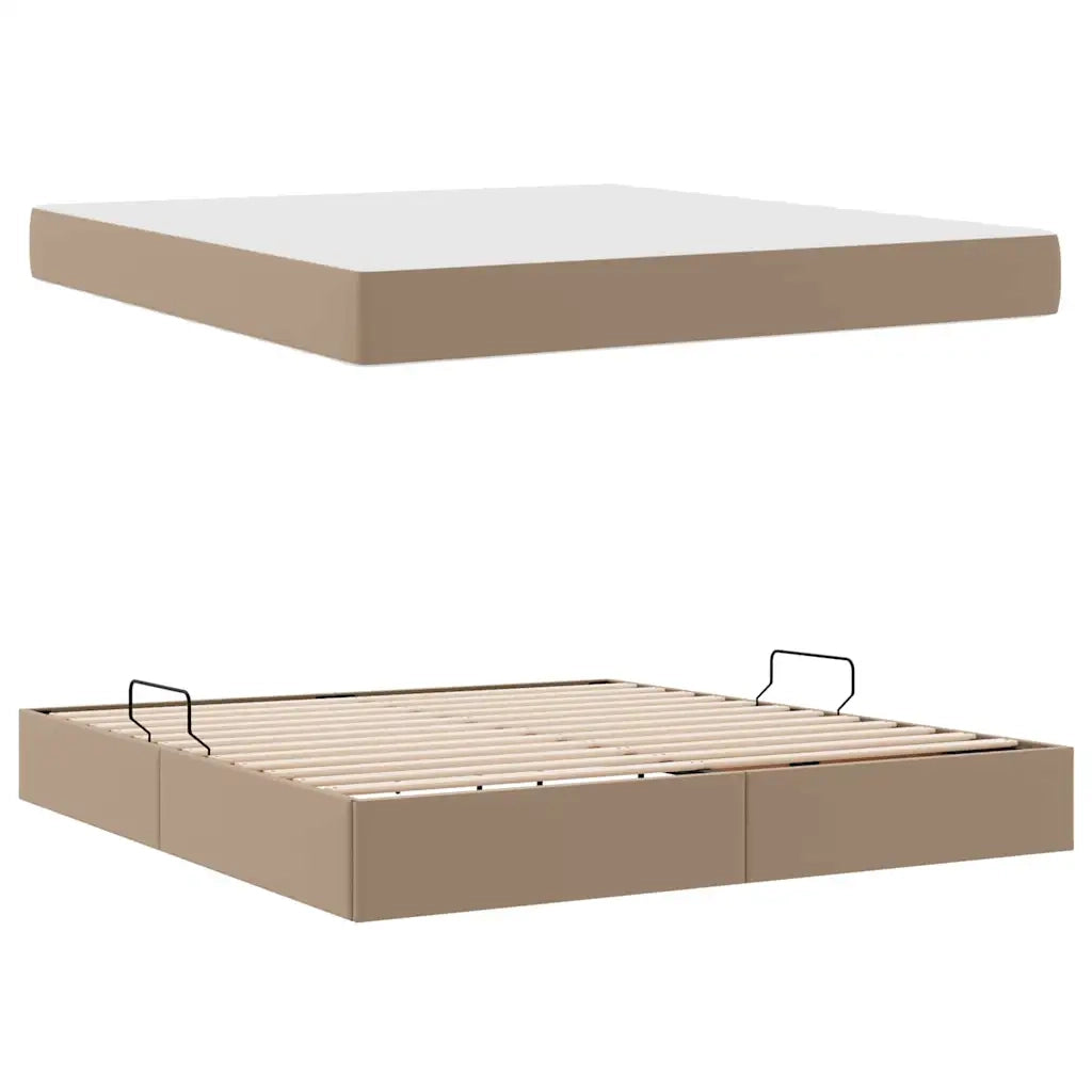Letto con contenitore e materasso 2 pcs Cappuccino Pelle 3399619