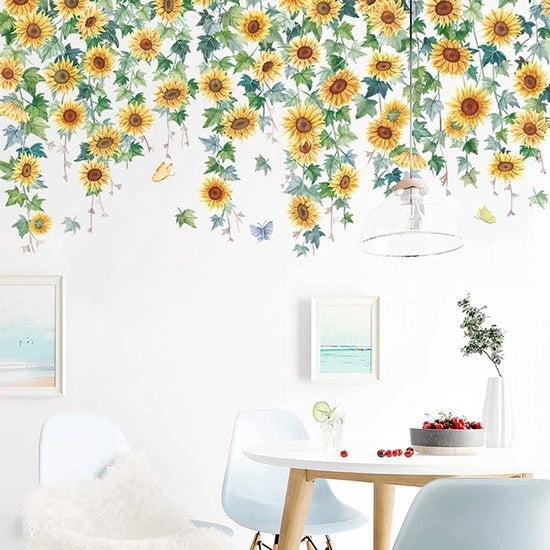 Decorazione per Parete a Fiamma di Sola - Sticker per Parete con Fiori - Decorazione per Camera da Letto - Decorazione per Cucina - Sticker per Parete con Fiori - Adesivo Rimovibile in Vinile - Design Autoadesivo