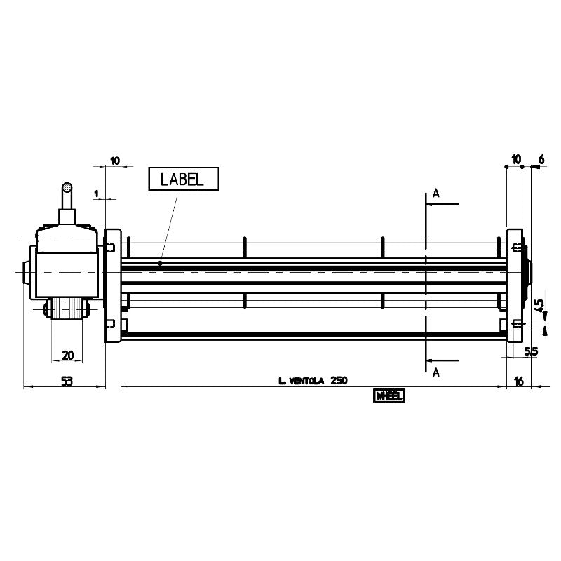 VENTOLA TANGENZIALE per stufa a pellet TGA 45/2-300/20 EMMEVI - FERGAS 107602