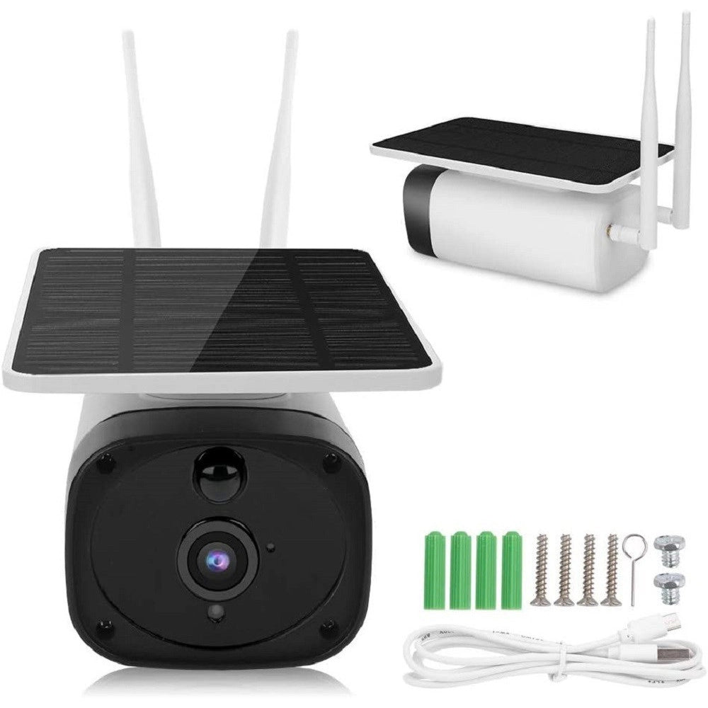 Trade Shop - Telecamera 1080p Wifi Wireless Cctv Pannello Solare Visione Notturna Ir Allarme -