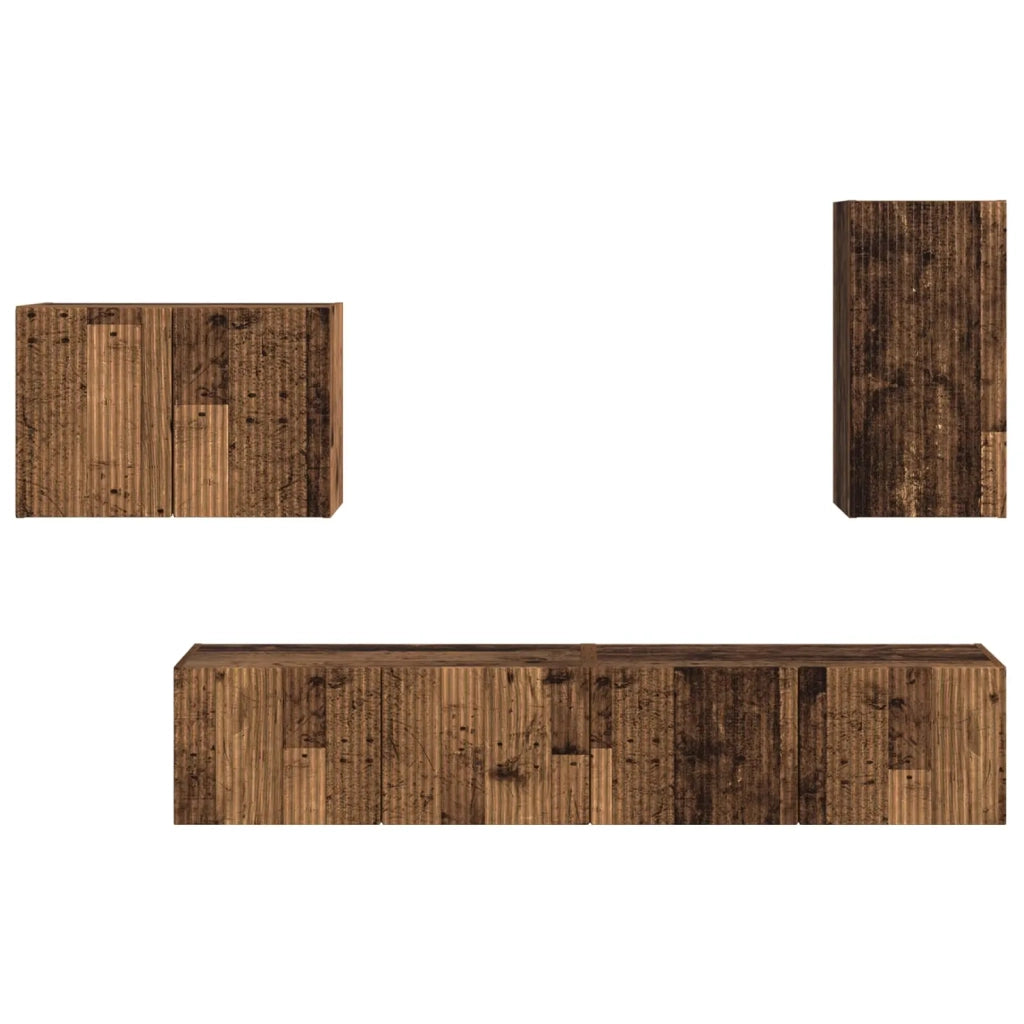 Set di Mobiletto da TV a Parete 4 pz-Credenza per TV sospesa Legno vecchio 711299