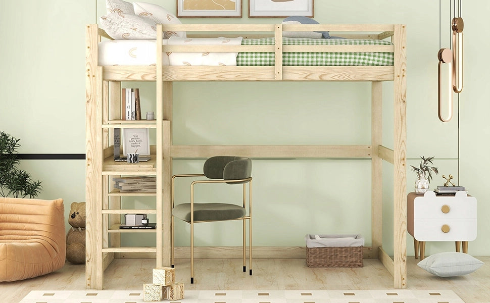 Letto a castello in legno con scrivania - Xylo - 140x200 cm senza materasso