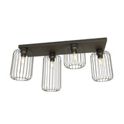 Plafonriera Minimal Industrial Vulcano 4 Luci Lineari Nera