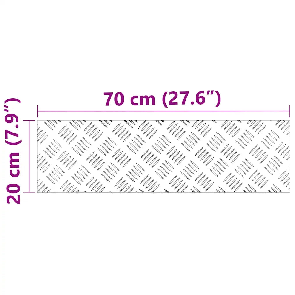 Gradini per Scale 2 pz | Tappetini per scale autoadesivi Argento 70 x 20 cm Alluminio