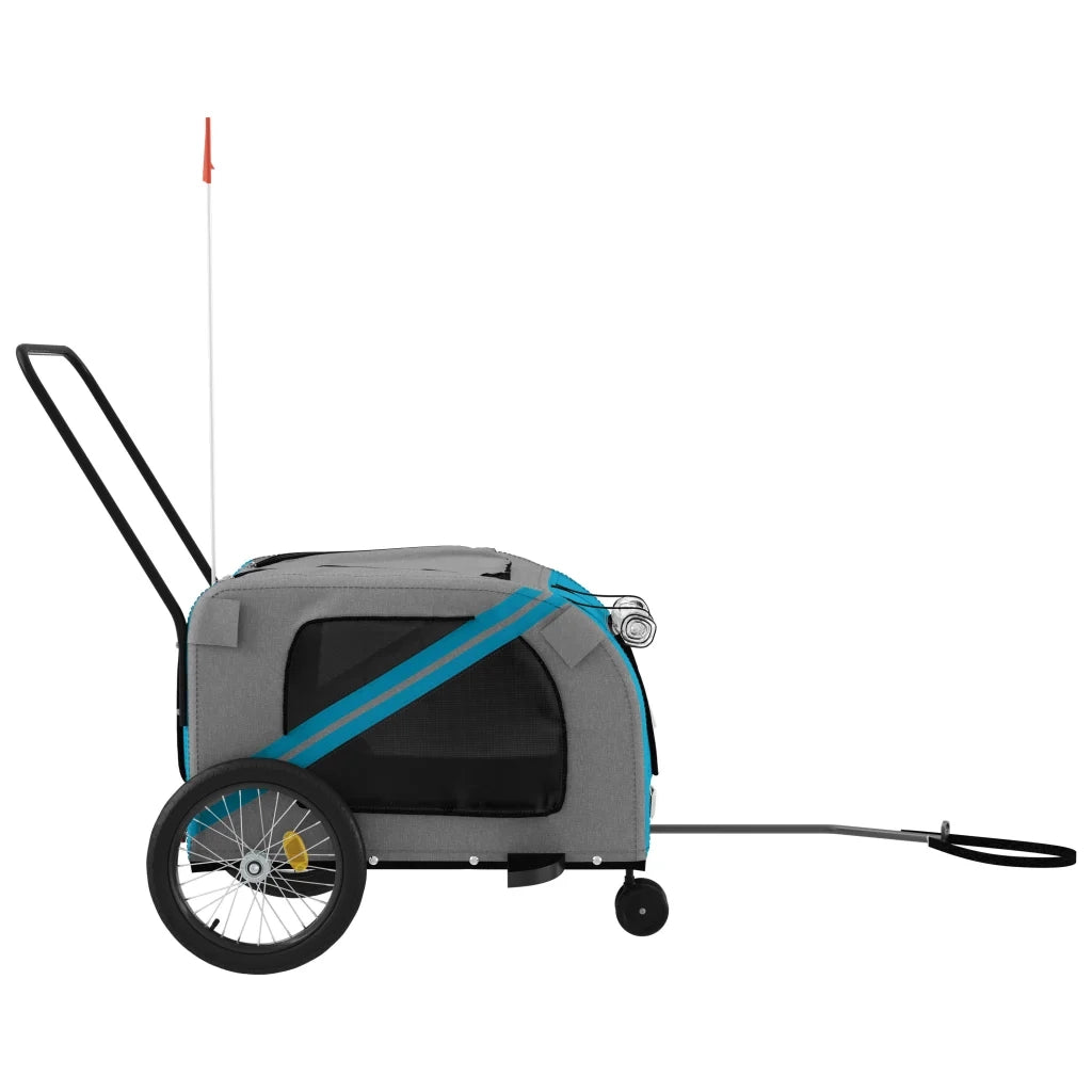 Rimorchio da Bici per Animali Blu e Grigio Oxford e Ferro 93904