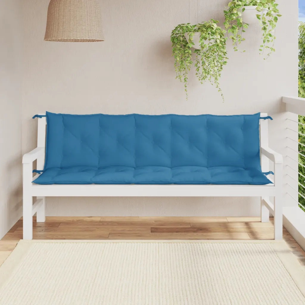 Cuscini Panca Giardino 2pz Blu MÃ©lange 180x50x7 cm Tessuto