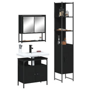 Set Mobili da Bagno 3 pz Nero in Legno Multistratocod mxl 115262